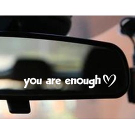 2 x You Are Enough Car Rearview Mirror Decal, Water Bottle Stickers, Affirmation Reminder Sticker, Laptop Bumper Sticker, Tumbler Vinyl Sticker Car Mirror Decal Decor (White)