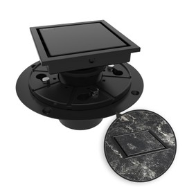 WEBANG 4 Inch Square Shower Drain Black Floor Drain with Flange Reversible 2-in-1 Cover Tile Insert Grate Removable SUS304 Stainless Steel CUPC Certified Matte Black