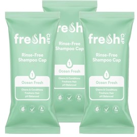 FreshWipes Ocean Fresh Shampoo Cap Pack of 3 - No Rinse for Elderly or Disabled - Cleanses & Conditions For No Shower Access, Camping & Festival Use - Dermatologically Tested