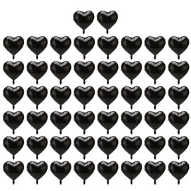 50Pcs Heart Balloons 18 Inch Black Romantic Multi Purpose Durable Party Balloons for Wedding Birthday Holiday