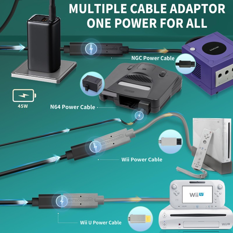 Retro Game Console Power Supply Combination kit-PD Fast Charging, Built-in