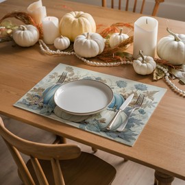 AgQrDkrc Fall Placemats Set of 4,Pumpkin Maple Leaf Placemats,Autumn Thanksgiving Kitchen Dining Table Decoration for Home Party Decor 12x18 Inch