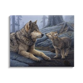 Stupell Industries Wolf & Cub Woodland Forest Canvas Wall Art, Design by Daniel Smith