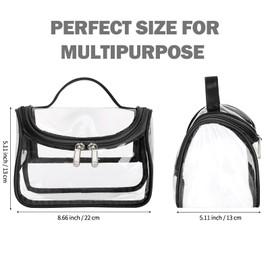 HAOGUAGUA Heavy Duty Clear Cosmetic Bag Waterproof Transparent Travel Makeup Toiletry Organizer Bag (Black)