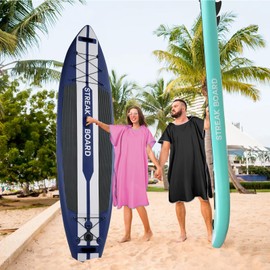 DIELOVEHUA Towel Poncho for Adults, Microfibre, Black, Bath Poncho, Surf Poncho, Hooded Bath Poncho, Changing Aid for Men and Women, for Camping, Surfing, Beach, Water Sports