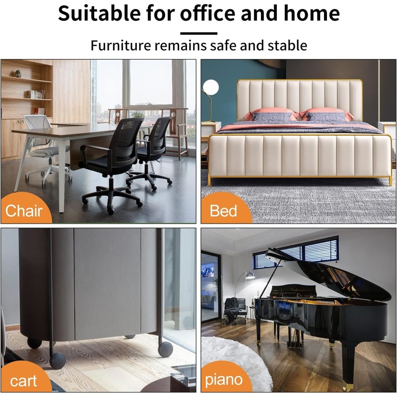 16 PCS Felt Furniture Coasters Caster Cups, Bed Office Chair