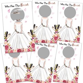 Fesnova Wedding Games 'Who Has The Bride' Scratch Cards, Photo Game Wedding 48 Playing Cards with Rose Design, Wedding Games for the Bride and Groom for Guests, Perfect for Guest Book Wedding