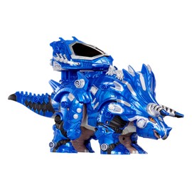 Armor-Up Triceratops Dinosaur Cobalt Toy Figure with 7 Removable Armor Pieces, Tail-Triggered Chomp, Pilot Pod Compatible, 8.9" H x14.7 L, Kids, Boys, Girls, Ages 6+