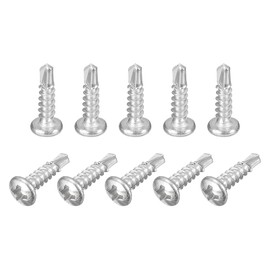 sourcing map #6-1/2" Self Drilling Screws, 120pcs 410 Stainless Steel Phillips Pan Head Self Tapping Screws for Wood Plastic