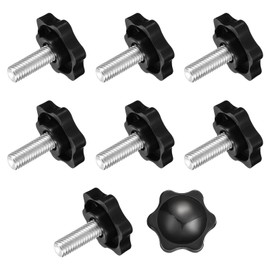 sourcing map 8Pcs Clamping Screw Knob, M8 x 20mm Hex Shaped Star Knob Plastic Grips Hand Tightening Screw Handle for Umbrella Base Mechanical Furniture, 32mm Dia