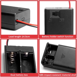 LampVPath (Pack of 40 2 AA Battery Holder with Switch, 2X 1.5V AA Battery Holder Case with Wire Leads and ON/Off Switch-Bulk