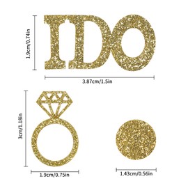 SAVITA 120Pcs"I DO" Diamond Ring Confetti Including Wedding Table Glitter Confetti, Glitter Circle Dots Decorations，for Bridal Shower, Wedding, Engagement Party, Proposing Marriage (Golden)