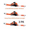 KUMA Retractable Ratchet Tie down Straps 3PK 1,333Lb Break Strength