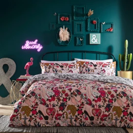 furn. Inked Single Duvet Cover Set, Cotton, Polyester, Blush