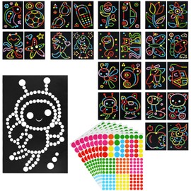 26 Sheets Dotty Sticker Art Kits for Kids, Dotty Art Stickers, Dotty Art Craft Supplies (20cm x 30cm) Dotty Picture Art Decoration for Kids Craft Project