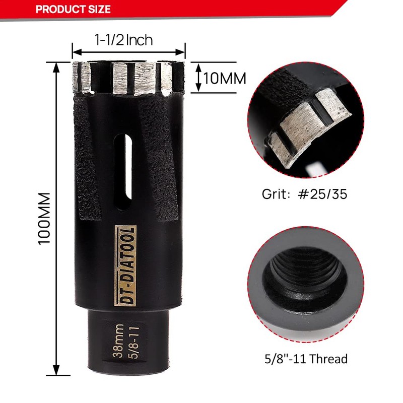 DT-DIATOOL Diamond Core Drill Bit 1-1/2" - Welded Hole Saw