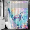 Britown No Hook Sea Turtle Fish Green Shower Curtain with