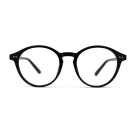 SA106 Horn Rim Keyhole Round 100% Blue Light Filtering Computer Glasses Black
