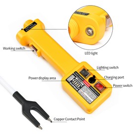 SSEAL Electric Livestock Prod for Cattle, Cow, Dog, Hog, Goat, and Sheep. Rechargeable Cattle Prod with LED Light, Equipped with Flexible Shaft Cattle Prod Stick with Car Charger(48.8in)
