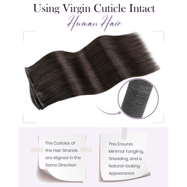 LaaVoo Genius Weft Real Hair Extensions Dark Brown Weave Wefts Real Hair Brown 45 cm Sew-in Extensions Weft Extensions for Sewing Remy Hair Brown 50 g #2