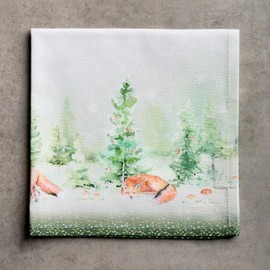 Maison d' Hermine Napkins 100% Cotton Set of 4 Decorative Napkin Washable Cloth Napkins for Gifts, Home, Wedding, Restaurant & Camping, Winter Mornings - Thanksgiving/Christmas (20”x20”)