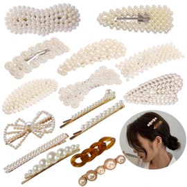 15 Piece Set / Hairpin Ribbon Hair Clip, Pearl, Cute, Elegant, Hair Accessory, Hair Accessory, Patchin Fastening, Hair Pin Set, Hair Bundle, Bangs, Hair Arrangement, Wedding, School Entrance Ceremony,