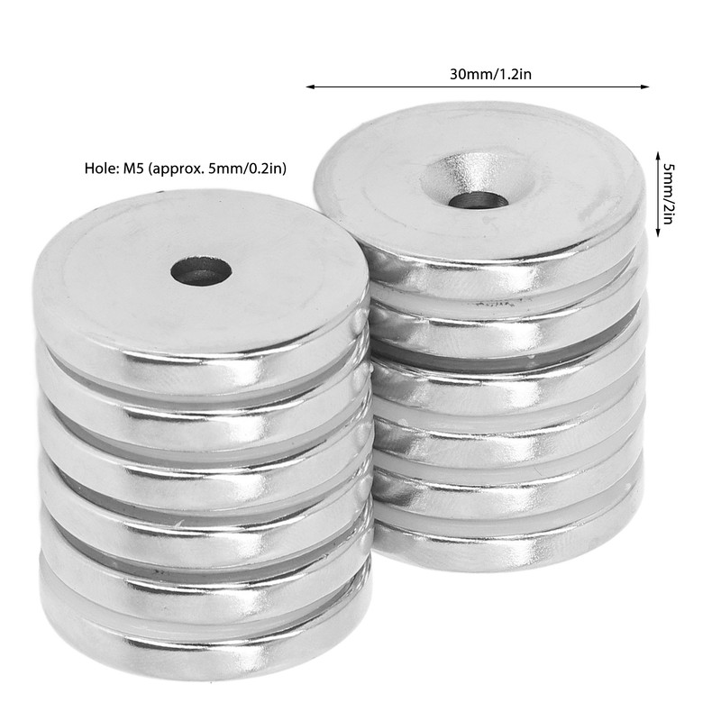 12 Pcs Neodymium Magnet 30x5mm Heavy Duty Strong Magnetism Round