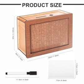 Wooden Saving Money Box With Counter, Cash Vault Wooden Savings Box, Money Saving Box With Erasable Pen, Decorative Money Bank Box, Wooden Money Jar Coin Cash Box for Home Adults Kids