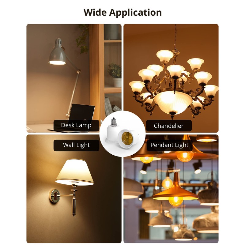 JACKYLED 5-Pack E12 to E26 Adapter, Chandelier Light Socket, Candelabra