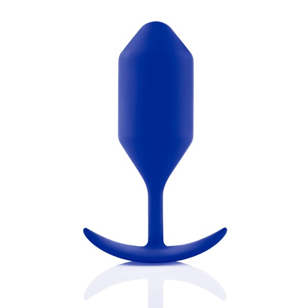 b-Vibe - The Snug Plug 4 - Navy Blue - 257 Gram Plug with Flared Base and Weighted Balls