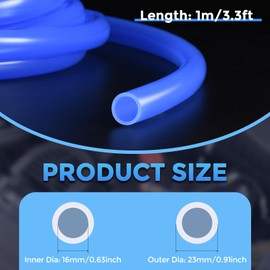 Rebower Silicone Tubing,16mm ID x 23mm OD Pure Silicon Tube High Temp Silicone Hose [for Home Brewing,Pump Transfer,Aquaponics]-3.3 ft Length/Blue