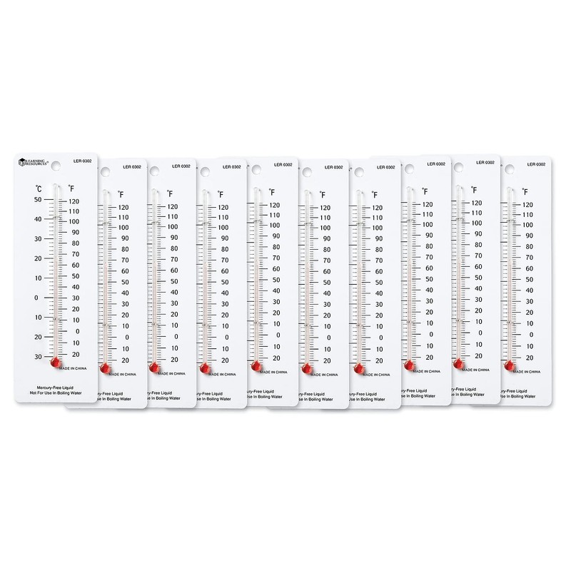 Learning Resources Student Thermometers, Classroom Supplies, Homeschool, Set of 10,