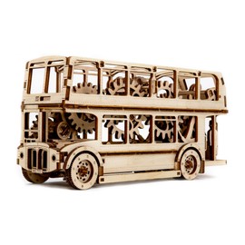 Revell 00618 - Tiny Adventures - London Bus - 1:40 Scale Wooden Model Kit - with Pull Back & Go Engine & Starting Key - Length 23.2cm