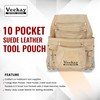 VEEKAY 10 Pocket Suede Leather Tool Pouch Leather Tool Fastener