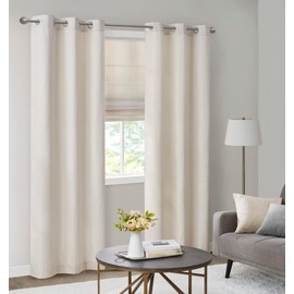 Madison Park Galen Basketweave 2-Panel Pack Window Curtain, Room Darkening, Grommet Top Easy to Hang, Fits up to 1.25" Diameter Rod, 40"x84" Ivory