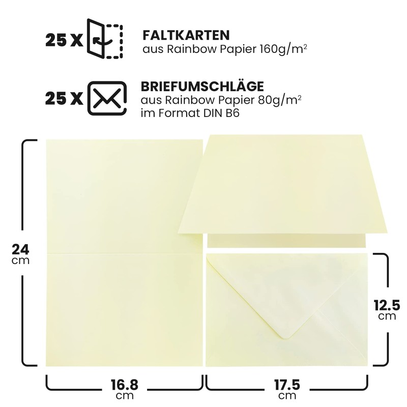 Netuno 25 Folding Cards Blank with Envelope DIN B6 Cards