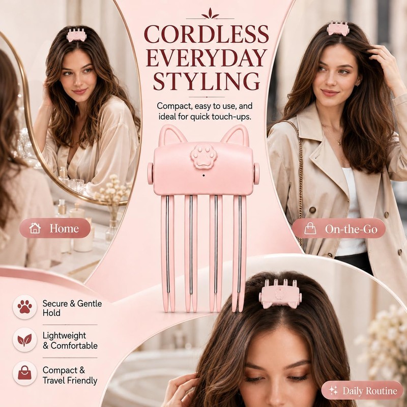 Cordless Electric Hair Volume Clip,Wireless Heated Volumizing Rroot Lift Clip