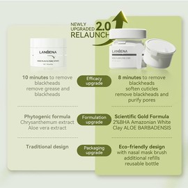 LANBENA Blackhead Remover Peel Off Mask for Face and Nose Upgrade, Aloe Extract Acne Cleansing Nose Pore Strips Skincare Skin-clearing for All Skin Types - Specification: LANBENA Blackhead Remover-1.05oz