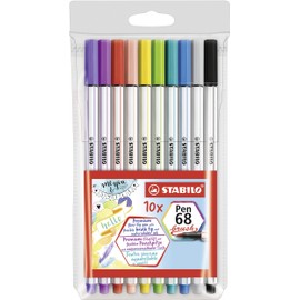 STABILO Premium Fibre-Tip Pen Pen 68 brush - Wallet of 10 - Assorted colors