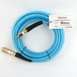 Interstate Pneumatics HU14-025H44 Light Blue Polyurethane (PU) Air Hose 1/4 Inch x 25 Feet 200 PSI With Plug Installed