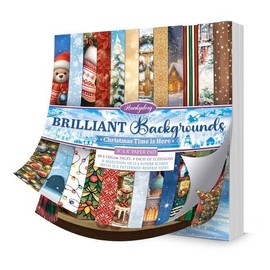 Hunkydory - Brilliant Backgrounds - Christmas Time is Here 8" x 8" Paper Pad - BBPAD107