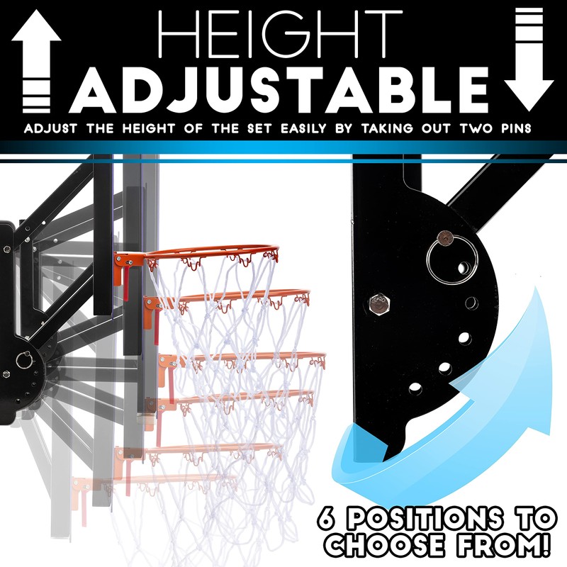 Franklin Sports Wall Mounted Basketball Hoop – Fully Adjustable –