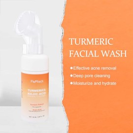 FluMisch FluMisch Turmeric Kojic Acid Facial Cleanser, Brightening Foaming Face Wash with Soft Massage Heads, Kojic Acid Cleanser Exfoliating, Turmeric Cleansing for Dark Spots 4.06fl.oz