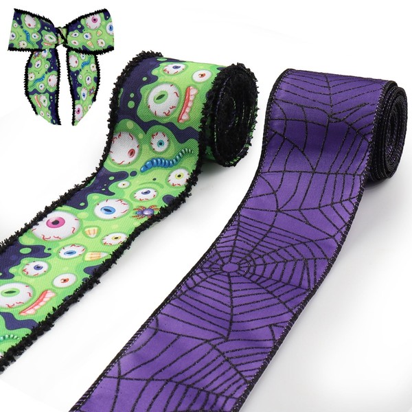 Habbiful 2 Rolls 10 Yard Scary Halloween Wired Edge Ribbon