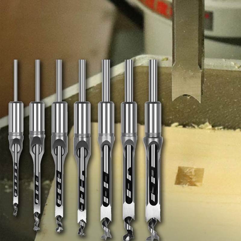 Square Hole Drill Bits, 7Pcs Wood Splitter Drill Bit Set,