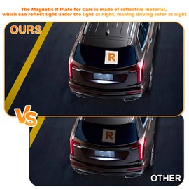 2 Pack R Plates for Car NI，R Plate Magnetic Car Plate Northern Ireland with 8 Suction Cups，Installed in the Car to Prevent Theft, Reflective Material Makes Driving Safer at Night