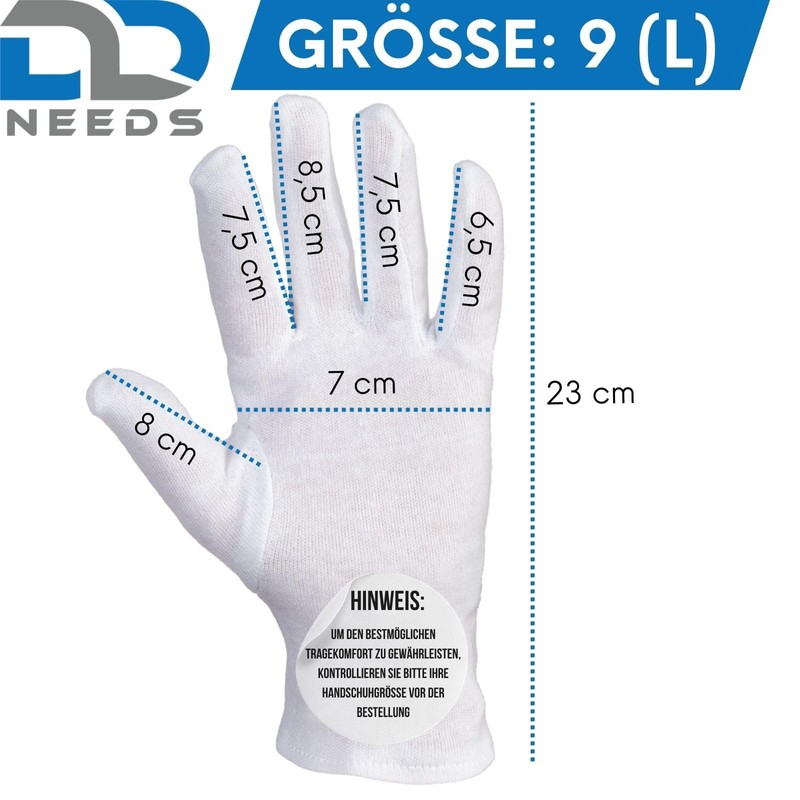 D2D | 12 Pairs - White Work Gloves - Size:
