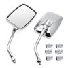 Chrome Motorcycle Mirrors, 10MM 8MM Bolt Universal Rectangular Handlebar Rear