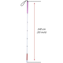 Aluminum Mobility Folding White Cane for Vision Impaired and Blind People (Folds Down 7 Sections) (140cm (55 inch), Pink Handle)