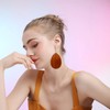 KaFu Dangle Natural Wood Teardrop Geometric Circle Earrings Stainless Steel